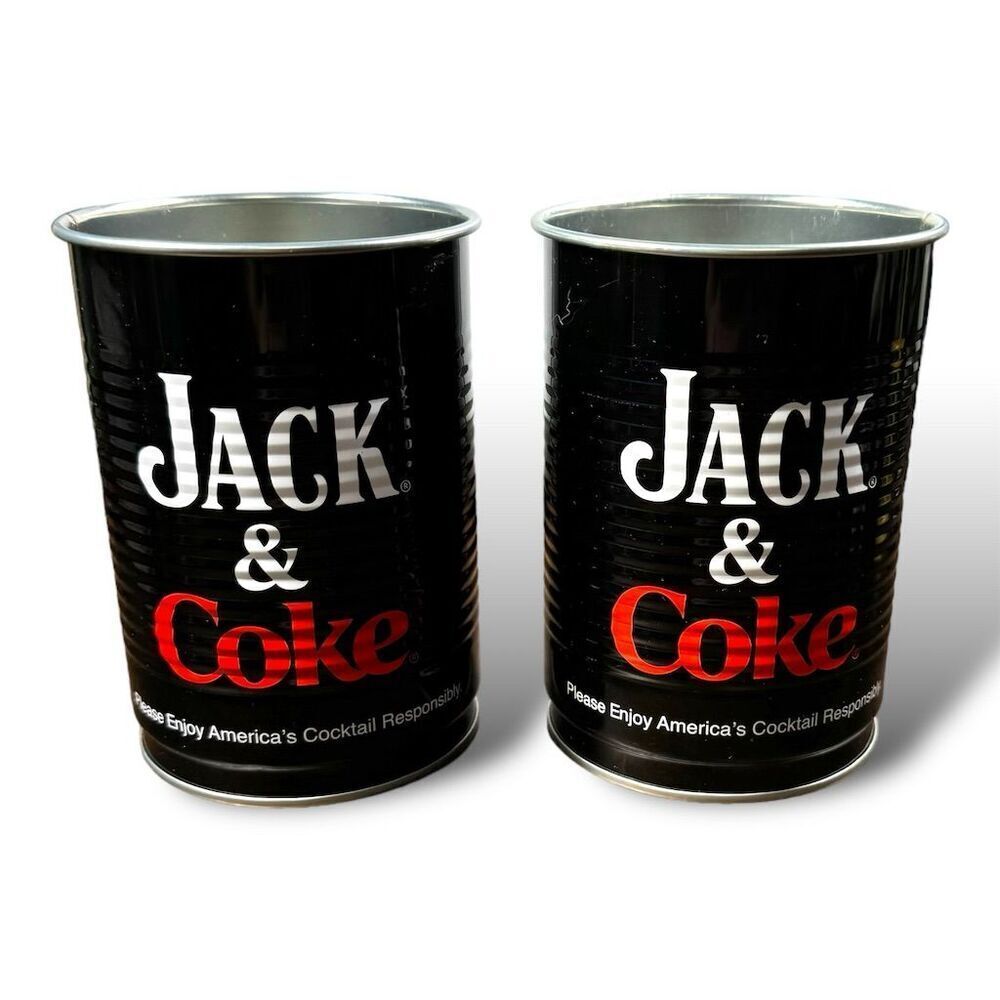 Jack Daniel's Black Jack & Coke Collector Tin Can Cups‎ Set of 2